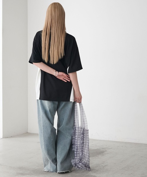 forksy.（フォルクシー）の「【forksy.】スキッパー半袖ロゴ チュニックTシャツ（Tシャツ/カットソー・レディース・オートミール/オフホワイト/ブラック・FREE）」の11枚目の写真