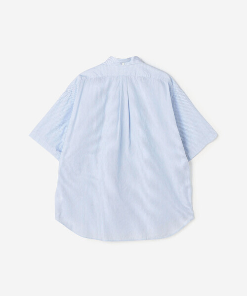 SIBLING/半袖シャツ/--/コットン/BLU/ストライプ コットンサテンワイドピッチストライプシャツ｜メンズ