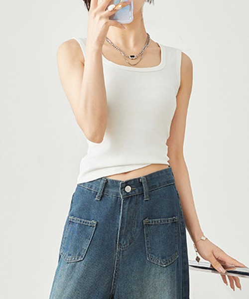 Lace Ladies(レースレディース)の「ソリッドカラー ラウンドネック ベーシック ノースリーブ タンクトップ(タンクトップ・レディース・ダークグレー/グリーン/ライトグレー/ホワイト/ブラック・S/XL/L/M)」の11枚目の写真