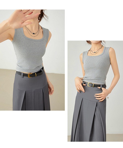 Lace Ladies(レースレディース)の「ソリッドカラー ラウンドネック ベーシック ノースリーブ タンクトップ(タンクトップ・レディース・ダークグレー/グリーン/ライトグレー/ホワイト/ブラック・S/XL/L/M)」の14枚目の写真