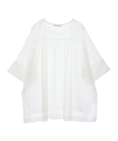 Julier Yoga and Relax（ジュリエヨガアンドリラックス）の「Julier ロイヤルクロス天竺半袖トップス（Tシャツ/カットソー・レディース・ホワイト/ネイビー/オレンジ・FREE）」の4枚目の写真