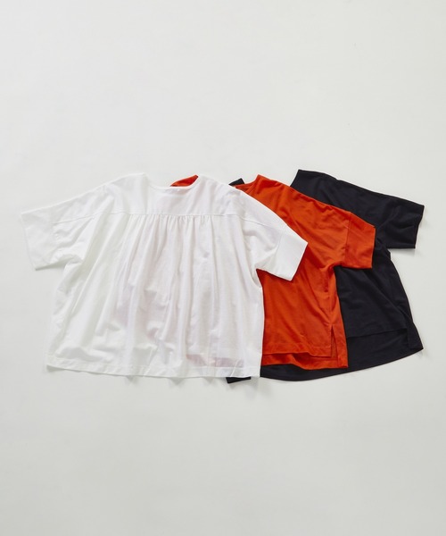 Julier Yoga and Relax（ジュリエヨガアンドリラックス）の「Julier ロイヤルクロス天竺半袖トップス（Tシャツ/カットソー・レディース・ホワイト/ネイビー/オレンジ・FREE）」の10枚目の写真