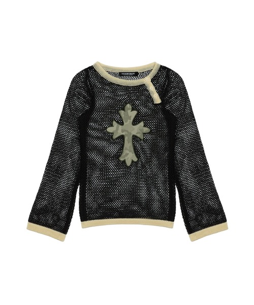 LUVISTRUE(ラヴイズトゥルー)の「SM CROSS MESH KNIT(ニット/セーター・レディース・チャコール/ホワイト/グレー・FREE)」の22枚目の写真
