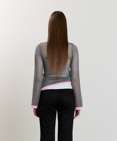LUVISTRUE(ラヴイズトゥルー)の「SM CROSS MESH KNIT(ニット/セーター・レディース・チャコール/ホワイト/グレー・FREE)」の21枚目の写真