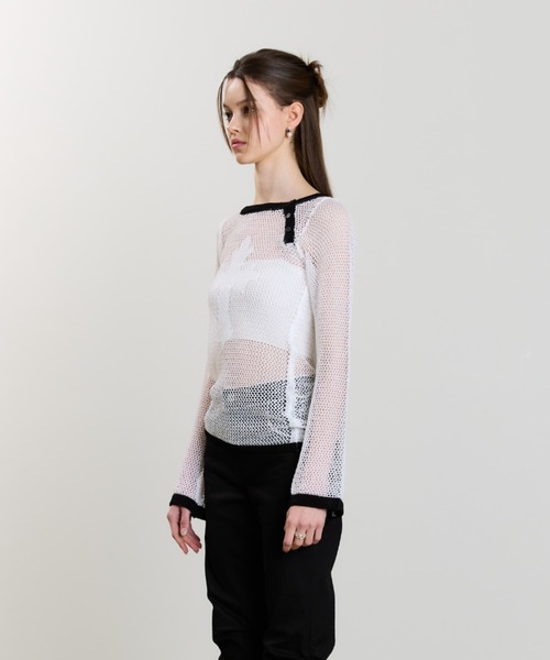 LUVISTRUE(ラヴイズトゥルー)の「SM CROSS MESH KNIT(ニット/セーター・レディース・チャコール/ホワイト/グレー・FREE)」の17枚目の写真