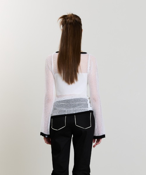 LUVISTRUE(ラヴイズトゥルー)の「SM CROSS MESH KNIT(ニット/セーター・レディース・チャコール/ホワイト/グレー・FREE)」の18枚目の写真