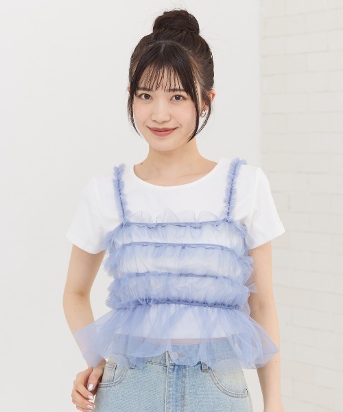 REDYAZEL（レディアゼル）の「チュールビスチェ×Ｔシャツ（Tシャツ/カットソー・レディース・ブラック/ブルー/ブラック系その他・FREE）」の3枚目の写真