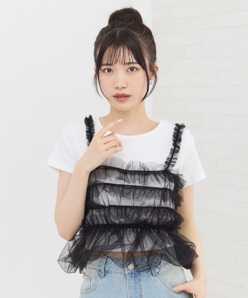 REDYAZEL（レディアゼル）の「チュールビスチェ×Ｔシャツ（Tシャツ/カットソー・レディース・ブラック/ブルー/ブラック系その他・FREE）」の9枚目の写真