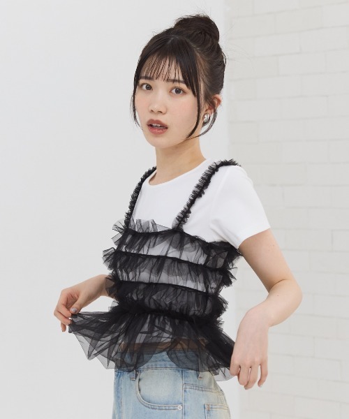 REDYAZEL（レディアゼル）の「チュールビスチェ×Ｔシャツ（Tシャツ/カットソー・レディース・ブラック/ブルー/ブラック系その他・FREE）」の10枚目の写真