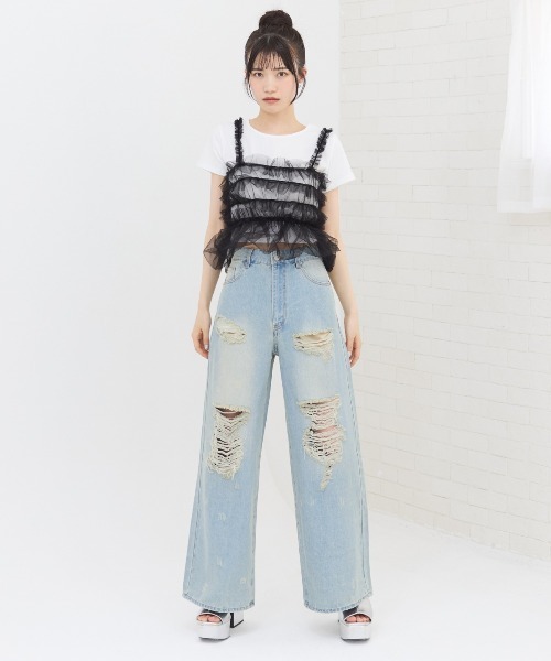 REDYAZEL（レディアゼル）の「チュールビスチェ×Ｔシャツ（Tシャツ/カットソー・レディース・ブラック/ブルー/ブラック系その他・FREE）」の12枚目の写真