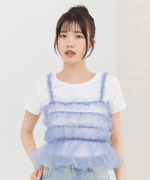 REDYAZEL（レディアゼル）の「チュールビスチェ×Ｔシャツ（Tシャツ/カットソー・レディース・ブラック/ブルー/ブラック系その他・FREE）」の15枚目の写真
