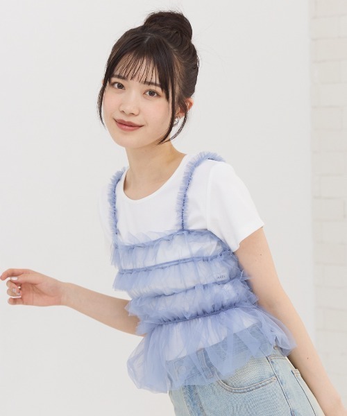 REDYAZEL（レディアゼル）の「チュールビスチェ×Ｔシャツ（Tシャツ/カットソー・レディース・ブラック/ブルー/ブラック系その他・FREE）」の16枚目の写真