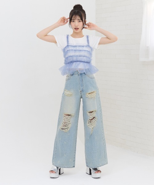 REDYAZEL（レディアゼル）の「チュールビスチェ×Ｔシャツ（Tシャツ/カットソー・レディース・ブラック/ブルー/ブラック系その他・FREE）」の18枚目の写真