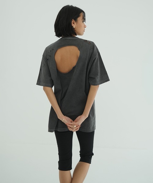 CLANE（クラネ）の「CRUSH DESIGN OVER TEE（Tシャツ/カットソー・レディース・チャコールグレー/ホワイト・1/2）」の22枚目の写真