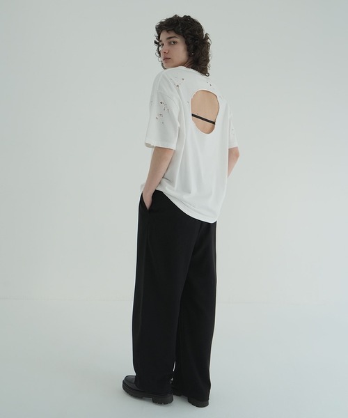 CLANE（クラネ）の「CRASH DESIGN OVER TEE（Tシャツ/カットソー・レディース・チャコールグレー/ホワイト・1/2）」の7枚目の写真