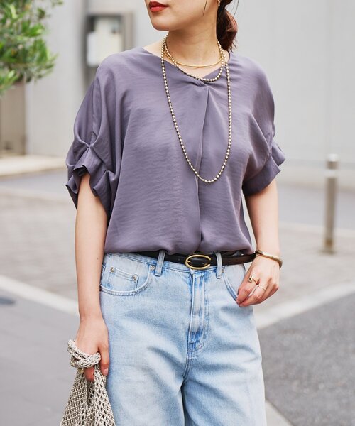 大きな取引 新色追加・後ろ姿も綺麗に決まる◎》バックデザインワッシャー トップス