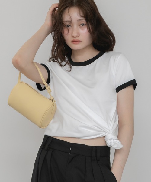 HYKE アシンメトリー Tシャツ サイズ1 ホワイト セール】【Hideka Original】アシンメトリーリンガーTシャツ