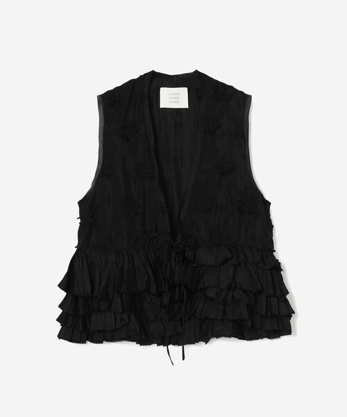 crinkle crinkle crinkle(クリンクルクリンクルクリンクル)の「crinkle crinkle crinkle | レーヨン フリルベスト WOMEN(ベスト・レディース・ブラック/ネイビー・F)」の2枚目の写真