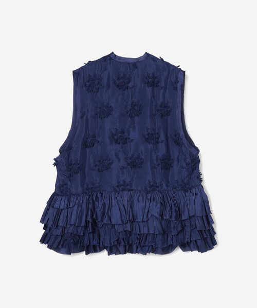 crinkle crinkle crinkle(クリンクルクリンクルクリンクル)の「crinkle crinkle crinkle | レーヨン フリルベスト WOMEN(ベスト・レディース・ブラック/ネイビー・F)」の3枚目の写真