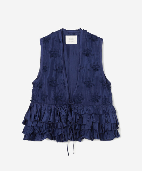 crinkle crinkle crinkle(クリンクルクリンクルクリンクル)の「crinkle crinkle crinkle | レーヨン フリルベスト WOMEN(ベスト・レディース・ブラック/ネイビー・F)」の18枚目の写真