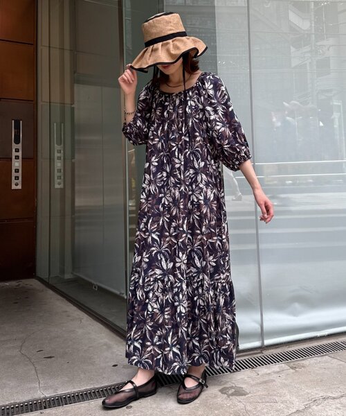 セール】□バティック柄2WAYボリュームスリーブワンピ（ワンピース