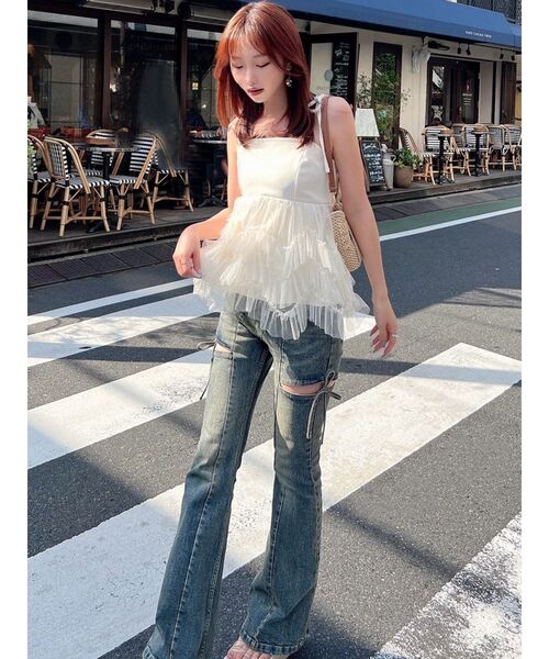 RESEXXY（リゼクシー）の「チュールフリルペプラムキャミトップス