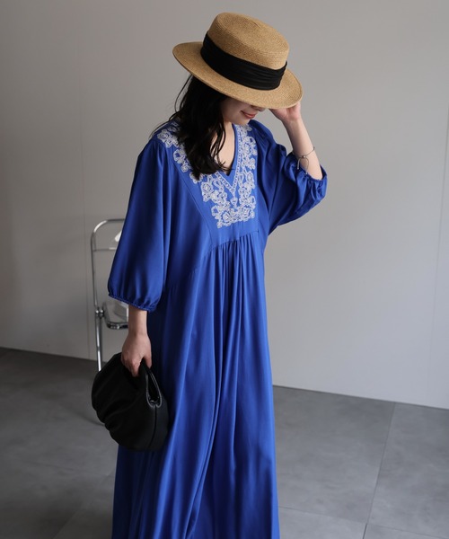 ap retro（アプレトロ）の「刺繍フレアワンピース《動画あり》（ワンピース・レディース・ベージュ/ホワイト/ブラウン/ブラック/ブルー・FREE）」の16枚目の写真