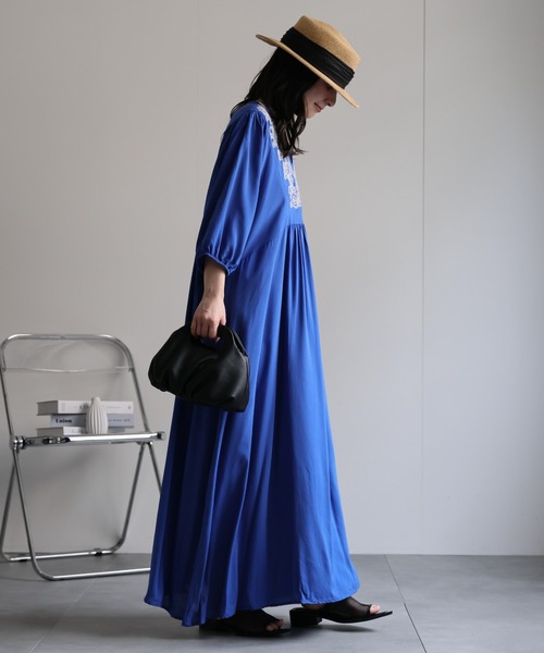 ap retro（アプレトロ）の「刺繍フレアワンピース《動画あり》（ワンピース・レディース・ベージュ/ホワイト/ブラウン/ブラック/ブルー・FREE）」の12枚目の写真