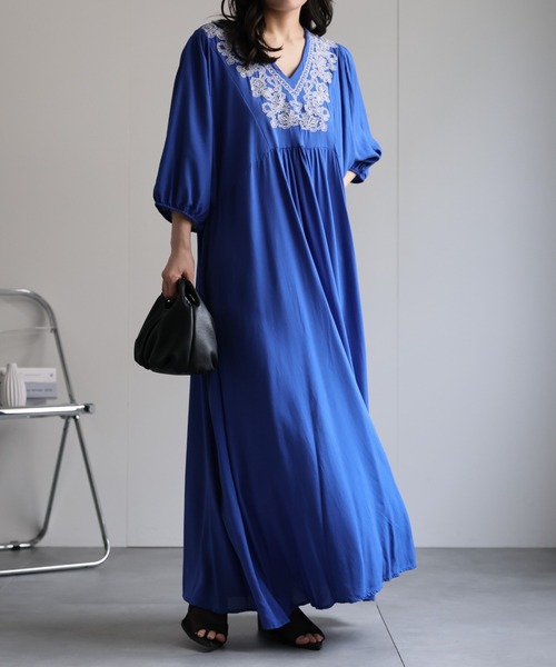 ap retro（アプレトロ）の「刺繍フレアワンピース《動画あり》（ワンピース・レディース・ベージュ/ホワイト/ブラウン/ブラック/ブルー・FREE）」の8枚目の写真