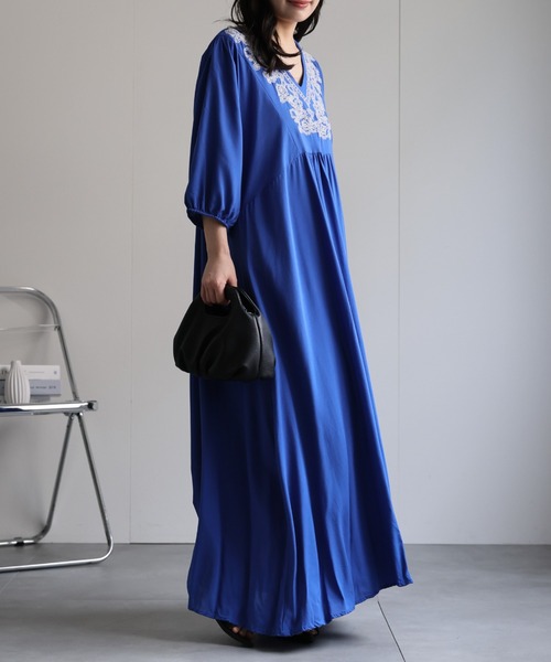 ap retro（アプレトロ）の「刺繍フレアワンピース《動画あり》（ワンピース・レディース・ベージュ/ホワイト/ブラウン/ブラック/ブルー・FREE）」の10枚目の写真