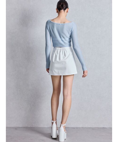 GYDA（ジェイダ）の「slit chain bijou スカートライクショートパンツ（スカート・レディース・ブラック/オフホワイト・FREE）」の6枚目の写真