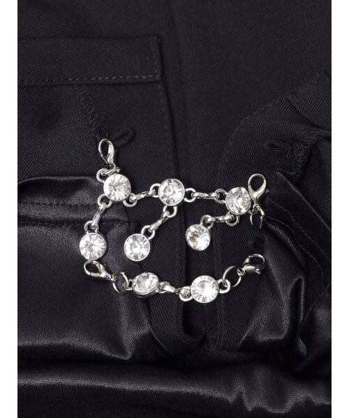 GYDA（ジェイダ）の「slit chain bijou スカートライクショートパンツ（スカート・レディース・ブラック/オフホワイト・FREE）」の13枚目の写真