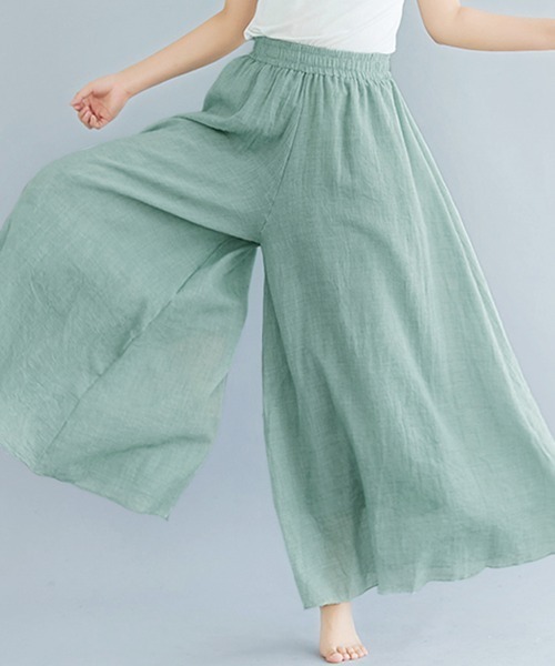 ReRe(リリ)の「コットンスカーチョ(その他パンツ・レディース・ダークグリーン/ブルー/サックスブルー/ピンクベージュ/カーキ/グレイッシュベージュ/ブラック/ホワイト/クリアレッド/ライトグリーン/ブラウン/オートミール/ネイビー/ラベンダー/イエローゴールド/ダークグレー/イエロー/ベージュ/グリーン/ライトグレー/ワインレッド/セージグリーン/ライトブルー/ライラック・95cm/85cm)」の12枚目の写真