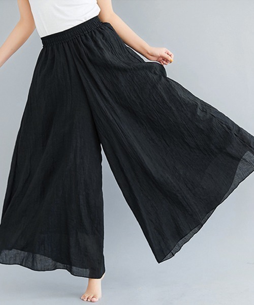 ReRe(リリ)の「コットンスカーチョ(その他パンツ・レディース・ダークグリーン/ブルー/サックスブルー/ピンクベージュ/カーキ/グレイッシュベージュ/ブラック/ホワイト/クリアレッド/ライトグリーン/ブラウン/オートミール/ネイビー/ラベンダー/イエローゴールド/ダークグレー/イエロー/ベージュ/グリーン/ライトグレー/ワインレッド/セージグリーン/ライトブルー/ライラック・95cm/85cm)」の2枚目の写真