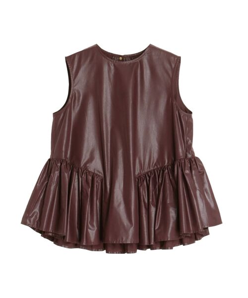 ELENDEEK（エレンディーク）の「カレンダリングペプラムブラウス【セットアップ対応】（シャツ/ブラウス・レディース・ベージュ/ボルドー/ブラック・FREE）」の4枚目の写真