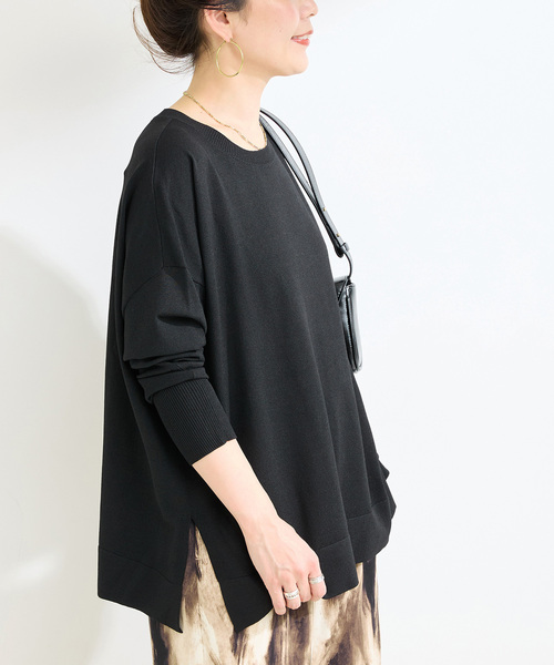 B.C STOCK（ベーセーストック）の「手洗い可 / ドルマンニットプルオーバー（ニット/セーター・レディース・レッド/ブラック/ベージュ・FREE）」の2枚目の写真