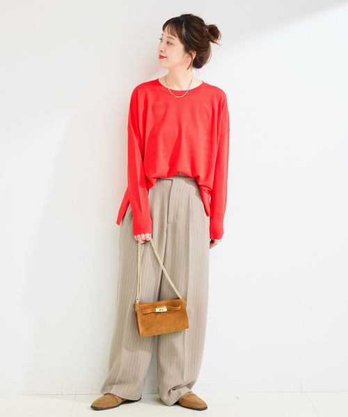 B.C STOCK（ベーセーストック）の「手洗い可 / ドルマンニットプルオーバー（ニット/セーター・レディース・レッド/ブラック/ベージュ・FREE）」の15枚目の写真