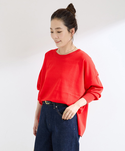 B.C STOCK（ベーセーストック）の「手洗い可 / ドルマンニットプルオーバー（ニット/セーター・レディース・レッド/ブラック/ベージュ・FREE）」の18枚目の写真