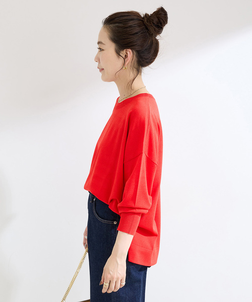 B.C STOCK（ベーセーストック）の「手洗い可 / ドルマンニットプルオーバー（ニット/セーター・レディース・レッド/ブラック/ベージュ・FREE）」の4枚目の写真