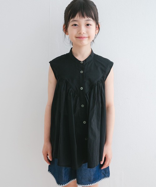 URBAN RESEARCH DOORS（アーバンリサーチドアーズ）の「『親子リンク』コットンボイルV切替ブラウス(KIDS)（シャツ/ブラウス・キッズ・グリーン/ブラック・105/120/135）」の3枚目の写真