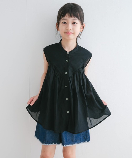 URBAN RESEARCH DOORS（アーバンリサーチドアーズ）の「『親子リンク』コットンボイルV切替ブラウス(KIDS)（シャツ/ブラウス・キッズ・グリーン/ブラック・105/120/135）」の5枚目の写真