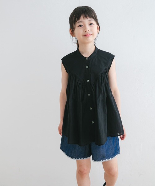 URBAN RESEARCH DOORS（アーバンリサーチドアーズ）の「『親子リンク』コットンボイルV切替ブラウス(KIDS)（シャツ/ブラウス・キッズ・グリーン/ブラック・105/120/135）」の8枚目の写真