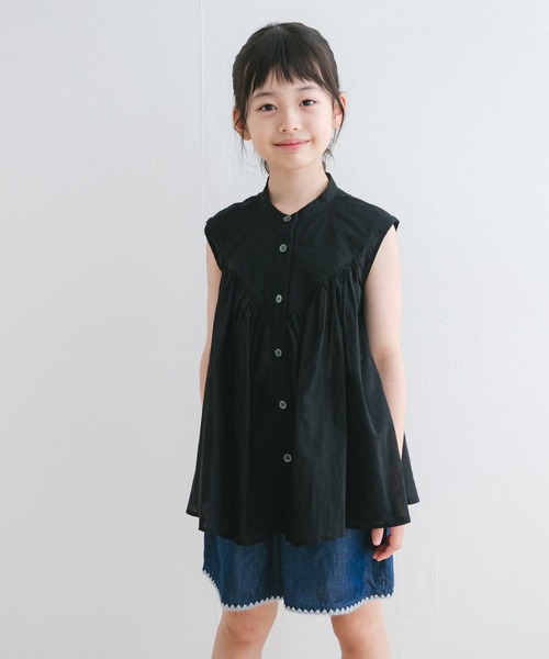 URBAN RESEARCH DOORS（アーバンリサーチドアーズ）の「『親子リンク』コットンボイルV切替ブラウス(KIDS)（シャツ/ブラウス・キッズ・グリーン/ブラック・105/120/135）」の9枚目の写真