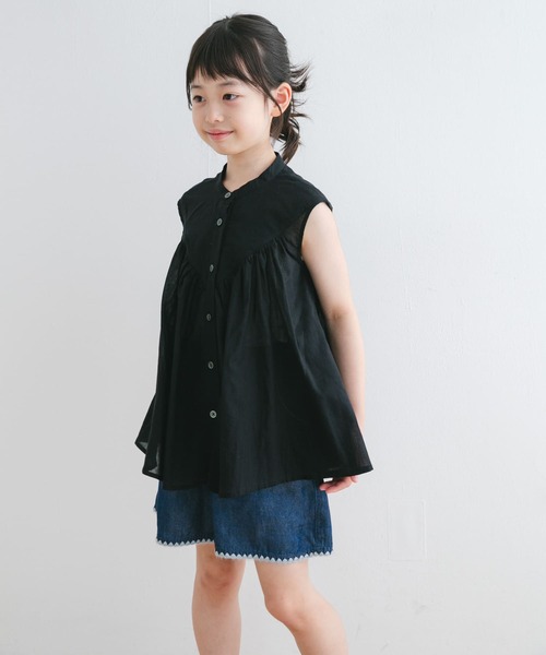 URBAN RESEARCH DOORS（アーバンリサーチドアーズ）の「『親子リンク』コットンボイルV切替ブラウス(KIDS)（シャツ/ブラウス・キッズ・グリーン/ブラック・105/120/135）」の10枚目の写真