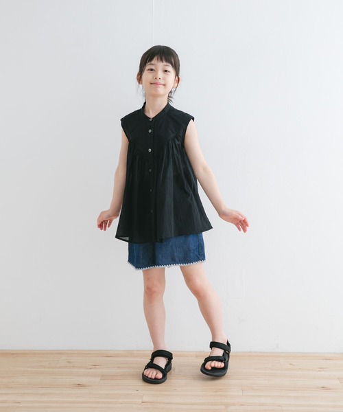 URBAN RESEARCH DOORS（アーバンリサーチドアーズ）の「『親子リンク』コットンボイルV切替ブラウス(KIDS)（シャツ/ブラウス・キッズ・グリーン/ブラック・105/120/135）」の11枚目の写真