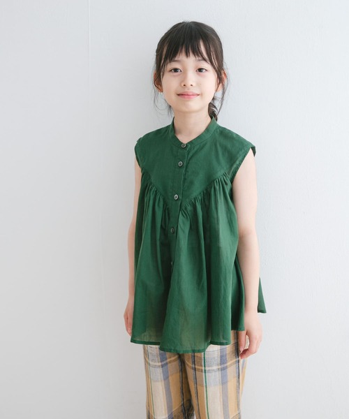 URBAN RESEARCH DOORS（アーバンリサーチドアーズ）の「『親子リンク』コットンボイルV切替ブラウス(KIDS)（シャツ/ブラウス・キッズ・グリーン/ブラック・105/120/135）」の15枚目の写真