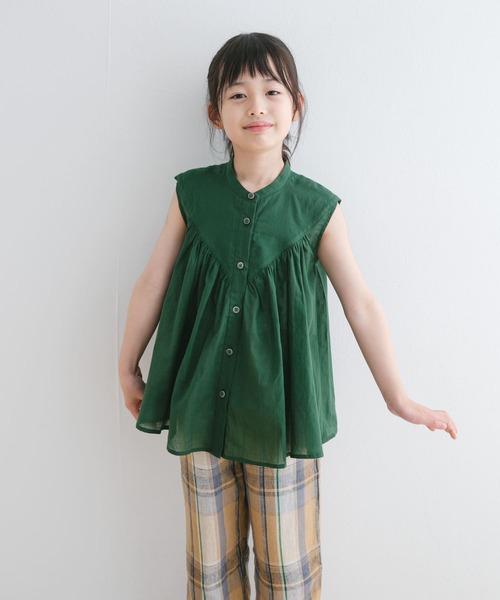 URBAN RESEARCH DOORS（アーバンリサーチドアーズ）の「『親子リンク』コットンボイルV切替ブラウス(KIDS)（シャツ/ブラウス・キッズ・グリーン/ブラック・105/120/135）」の16枚目の写真