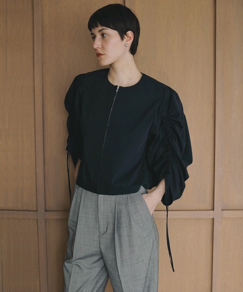 DRAWSTRING SLEEVE SHORT BLOUSE（シャツ/ブラウス）｜MANOF（マノフ