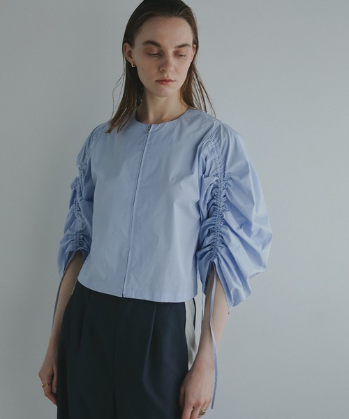 トップス MANOF DRAWSTRING SLEEVE SHORT BLOUSE DRAWSTRING SLEEVE SHORT BLOUSE（シャツ/ブラウス）｜MANOF