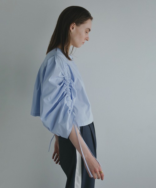 DRAWSTRING SLEEVE SHORT BLOUSE（シャツ/ブラウス）｜MANOF